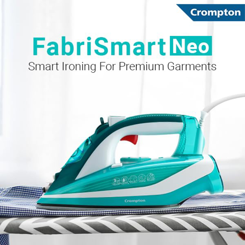 Crompton 200ml Water Tank Fabrimagic Plus Steam Iron with Upto 13g /min Steam Output and Teflon Coating Soleplate, 1380W, Multicolour