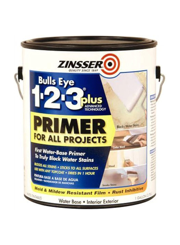 Rust-Oleum Zinsser BullsEye 1-2-3 Plus Water Base Primer, 2 x 3.78 Ltr, White