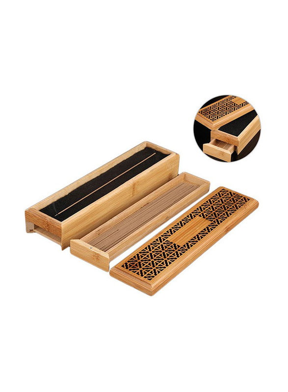 Wooden Incense Stick Burner Storage Box, Alhs719, Brown