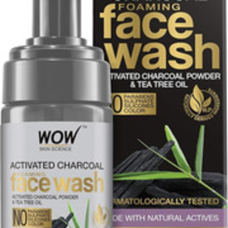 Wow Skin Science Foaming Face Wash with Activated Charcoal Powder & Tea Tree Oil Helps Lift Off Pollutants & Dirt - 100ml