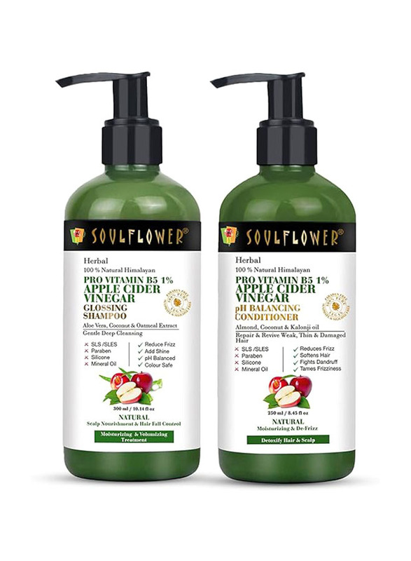 Soulflower Pro Vitamin B5 1% Apple Cider Vinegar Shampoo & Conditioner Set, 2 x 500ml