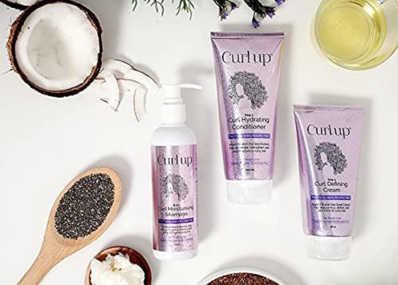 Curl Up Shampoo, Conditioner & Leave Defining Cream for Dry Frizzy, Wavy & Curly Hair, 3 Pieces