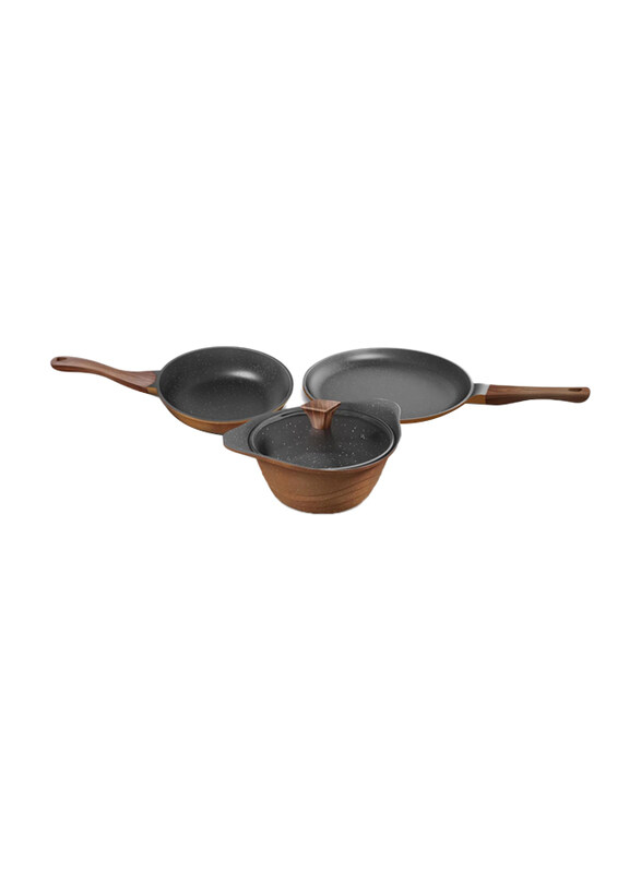 

Preethi 27cm Artistic Collection Die Cast Non Stick Set with Glass Lid, Earthy Brown