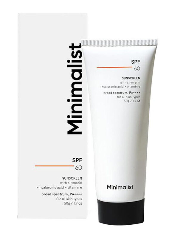 

Minimalist SPF 60+ PA ++++ Face Sunscreen with Antioxidant Silymarin for Complete Sun Protection, 50 gm