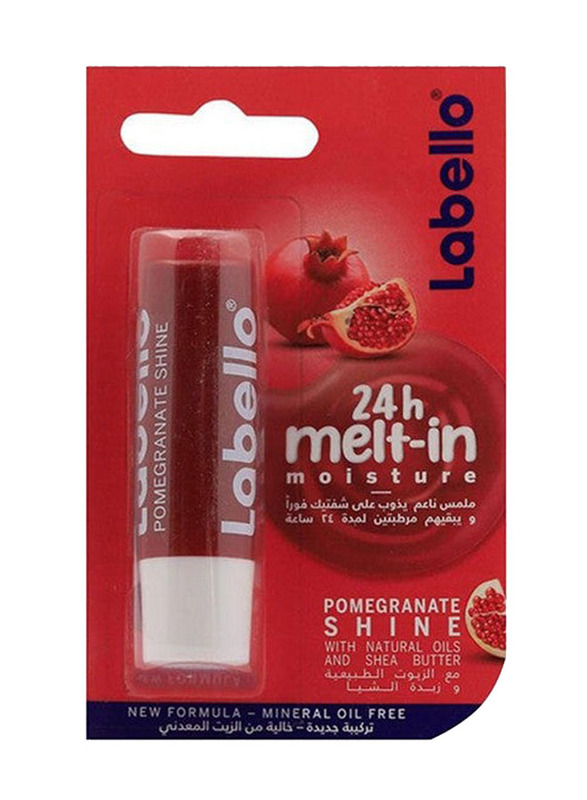 Labello 24h Melt in Moisture Lip Balm with Pomegranate Shine, 4.8gm, Red