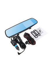 Leshp HD Dual Lens DVR Portable Dash Camera with Display Rear-View Mirror, Black