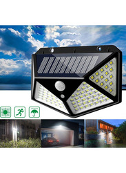 100 LED Solar Power Motion Sensor Outdoor Wall Light, Black