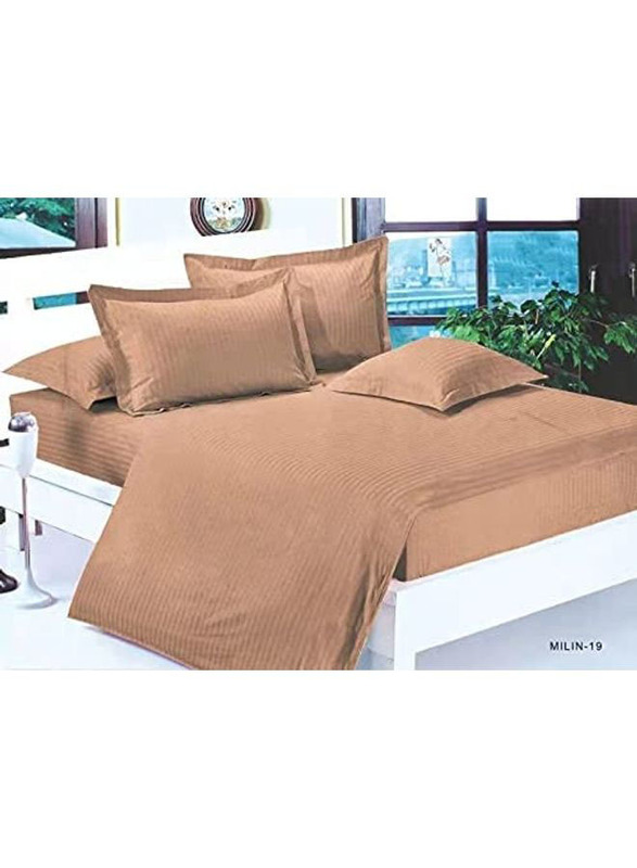 Golden Million 6-Piece Cotton Blend Duvet Cover Set, Double, Brown