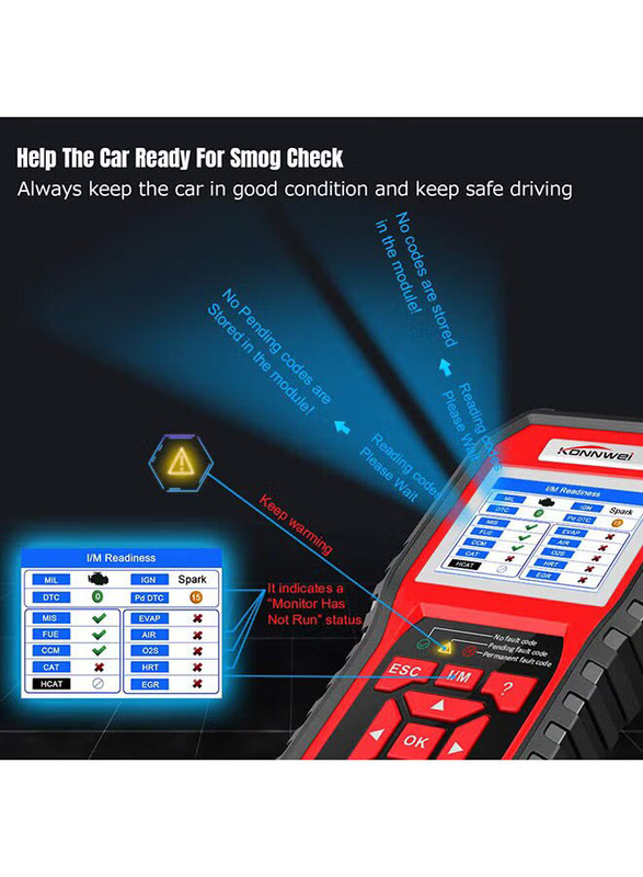 Konnwei Diagnostic Auto Car Scanner Code Reader Tool, Multicolour