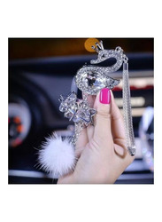 Crystal Swan Car Rear View Mirror Pendant, Silver