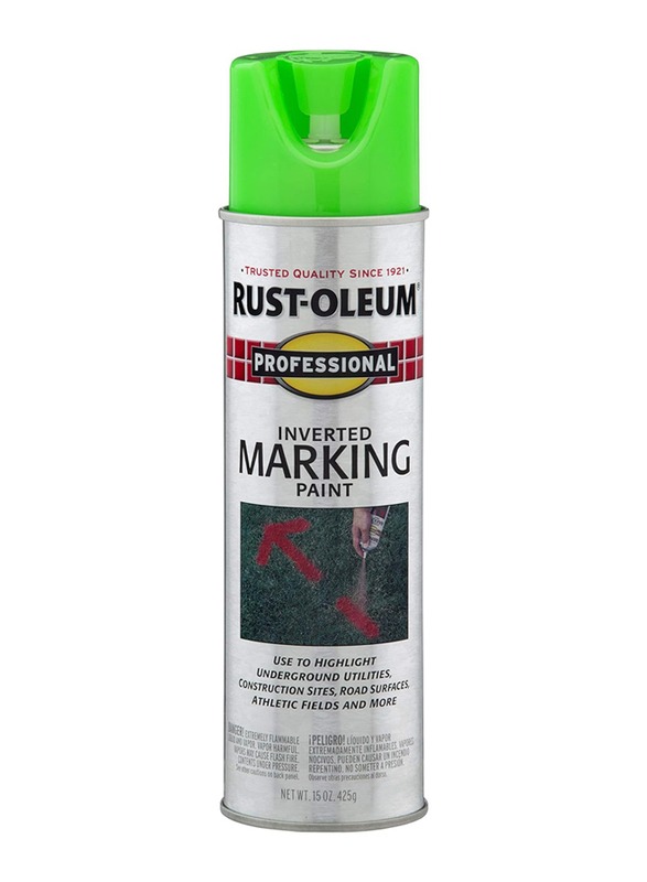 Rust-oleum Professional Inverted Marking Paint Spray, 15oz, Fluorescent Green