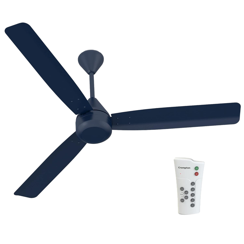 Crompton 48-Inch Energion Cromair 1200mm High Speed 5S Energy Efficient BLDC AntiDust Ceiling Fan with Remote, 28W, CFENCR28W48MJB5SRM, Majolica Blue