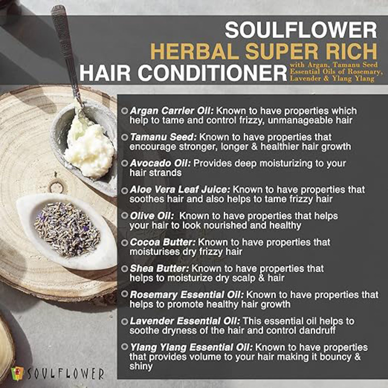 Soulflower Rosemary Argan Hair Conditioner for Frizzy Hair, 250 ml