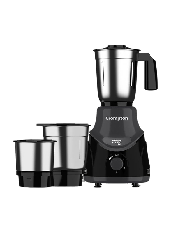 Crompton Mixer Grinder with Powertron Motor & Motor Vent-X Technology, 500W, ACGM-DS500W3J BLK, Black/Grey