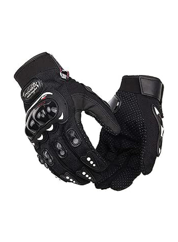 AutoKraftZ Black Probiker Full Racing Motorcycle Driving Gloves, Medium, Black