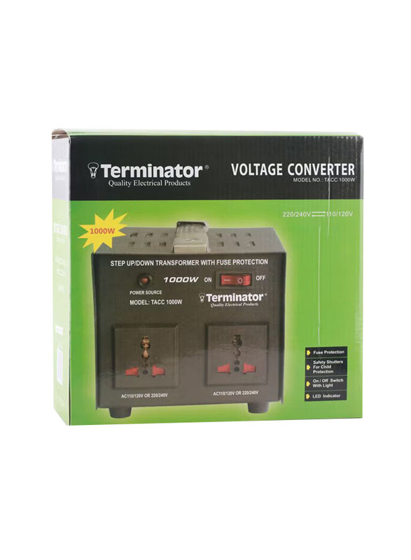 Terminator AC to AC Dual Voltage Converter, Black