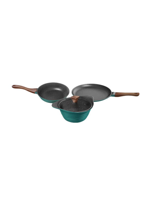 

Preethi 4-Piece Artistic Collection Die-Cast Non-Stick Round Cookware Set, Green