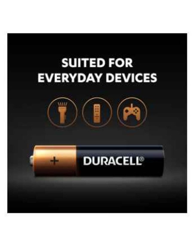 Duracell AAA Alkaline Batteries, 4 Pieces, Multicolour