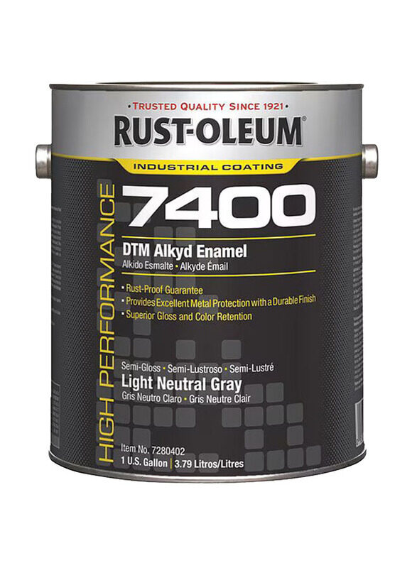 

Rust-Oleum High Performance Industrial Coating 7400 DTM Alkyd Enamels, Semi-Gloss, 1 Gallon, Light Neutral Gray