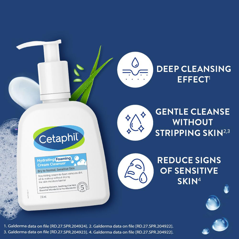 Cetaphil Hydrating Foaming Cream Cleanser, 236ml