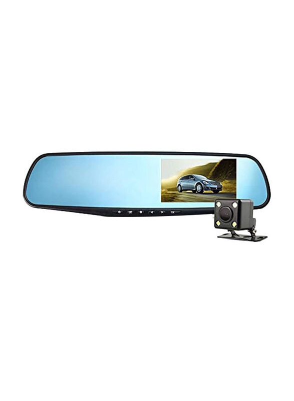 

Generic 4.3" 1080 HD Dash Cam Dual Lens Rear View Mirror Video Recorder, Black