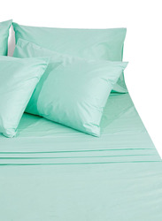 طقم ملاءة سرير من مزيج القطن مكون من 6 قطع من وايت روز، مزدوج، أخضر