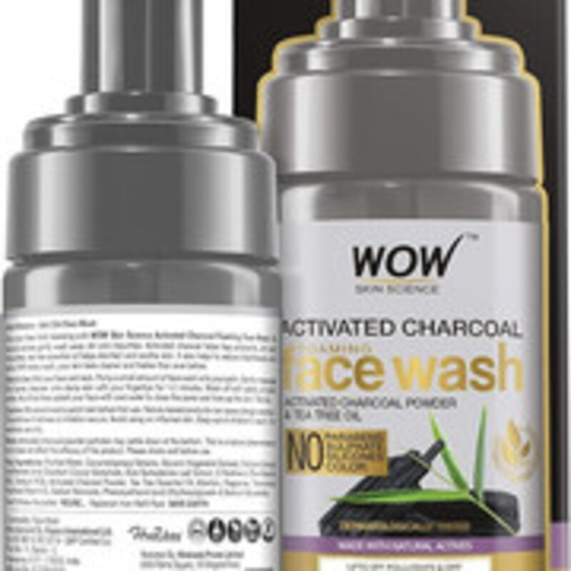 Wow Skin Science Foaming Face Wash with Activated Charcoal Powder & Tea Tree Oil Helps Lift Off Pollutants & Dirt - 100ml