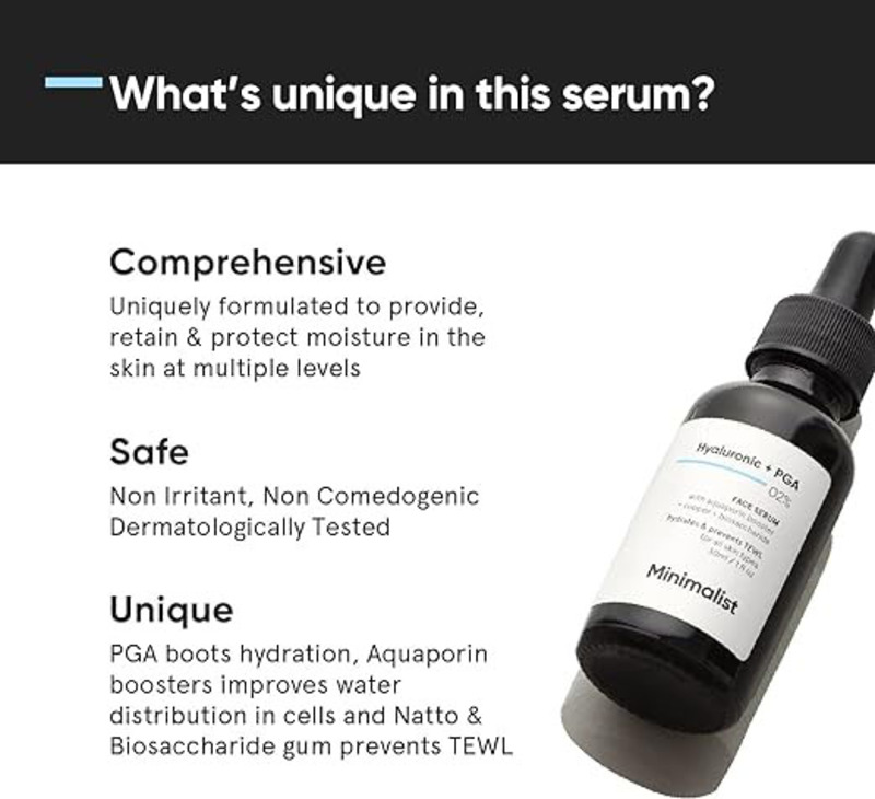 Minimalist Hyaluronic Acid 2% Face Serum for Dry Skin, 30 ml