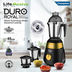 Crompton Duro Royal Mixer Grinder with 3 Jars Maxi Grind Technology & Food Grade Jars, 750W, ACGM-DURO-ROYAL, Black