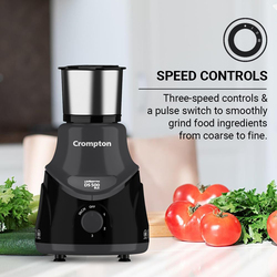 Crompton Mixer Grinder with Powertron Motor & Motor Vent-X Technology, 500W, ACGM-DS500W3J BLK, Black/Grey