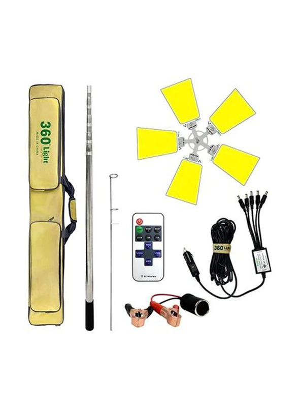 360 Light Camping Rod Floodlight with Remote Control, 5 Meter, Multicolour