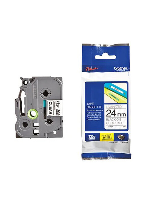 

Brother P-Touch 24mm Laminated Tape, TZE151, Black/Clear