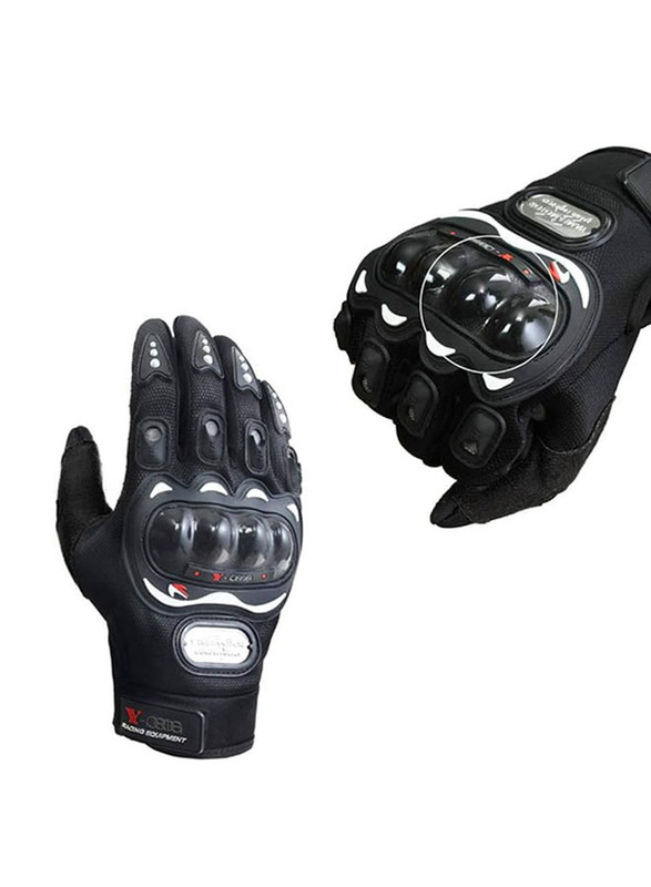 AutoKraftZ Black Probiker Full Racing Motorcycle Driving Gloves, Medium, Black