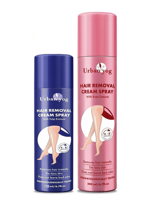 Urban Yog Hair Removal Cream Spray for Women Cambo Flavour Tulip & Rose, 2 Pieces