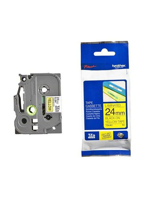 

Brother P-Touch 24mm Laminated Tape, TZE-651, Black/Yellow