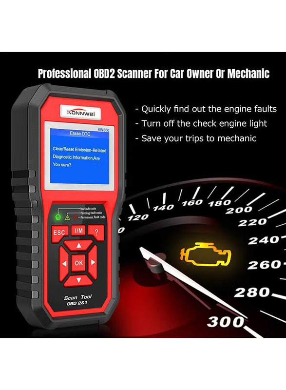 Konnwei Diagnostic Auto Car Scanner Code Reader Tool, Multicolour