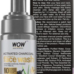 Wow Skin Science Foaming Face Wash with Activated Charcoal Powder & Tea Tree Oil Helps Lift Off Pollutants & Dirt - 100ml