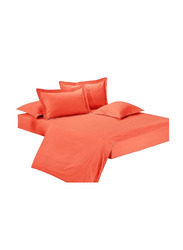 Golden Million 6-Piece Cotton Blend Duvet Cover Set, Double, Orange