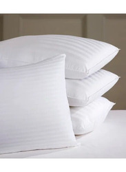4-Piece Stripe Hotel Cotton Pillow Set, White