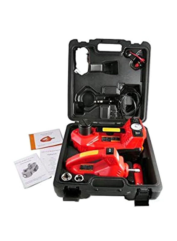 

Toby's Automotive 12V DC 3 Ton Electric Hydraulic Floor Jack Set of 3 Electric Jack & Air Pump & Electric Wrench, Multicolour