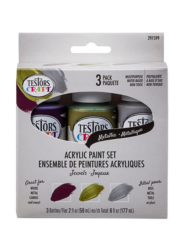 

Testors Craft Acrylic Glow Paint Sets, 3 Pack, Deep Plum, Sour Apple, Silver