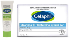 Cetaphil Moisturising Cream and VVF India Cleansing and Moisturising Syndet Bar Set, 2 Pieces