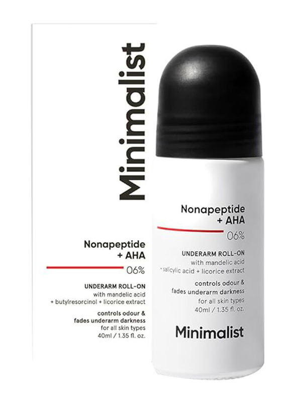 Minimalist Nonapeptide + AHA BHA 06% رول أون تحت الإبط للتحكم في الرائحة وتلاشي الظلام، 40 مل