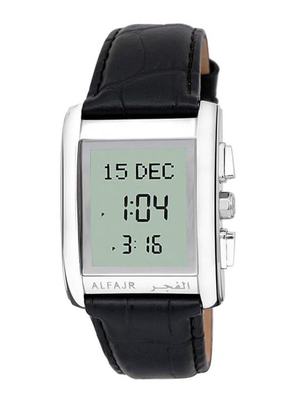 

Al Fajr Digital Watch for Men with Leather Band, Water Resistant, WS-06L, Black-Green