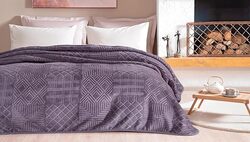 Yatas Queen Size Nova Emboss Blanket - Lavender Gray