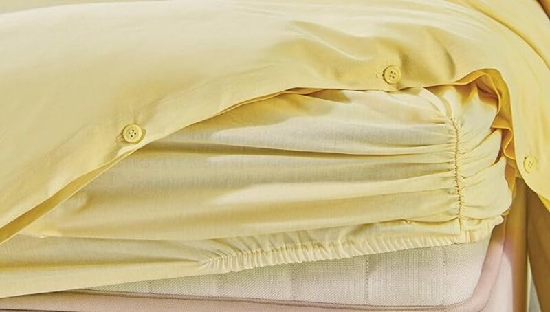 Yatas Queen Size Pure Rnf Washed Duvet Cover Set 100% Cotton (Yellow, Queen)