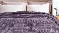 Yatas Queen Size Nova Emboss Blanket - Lavender Gray