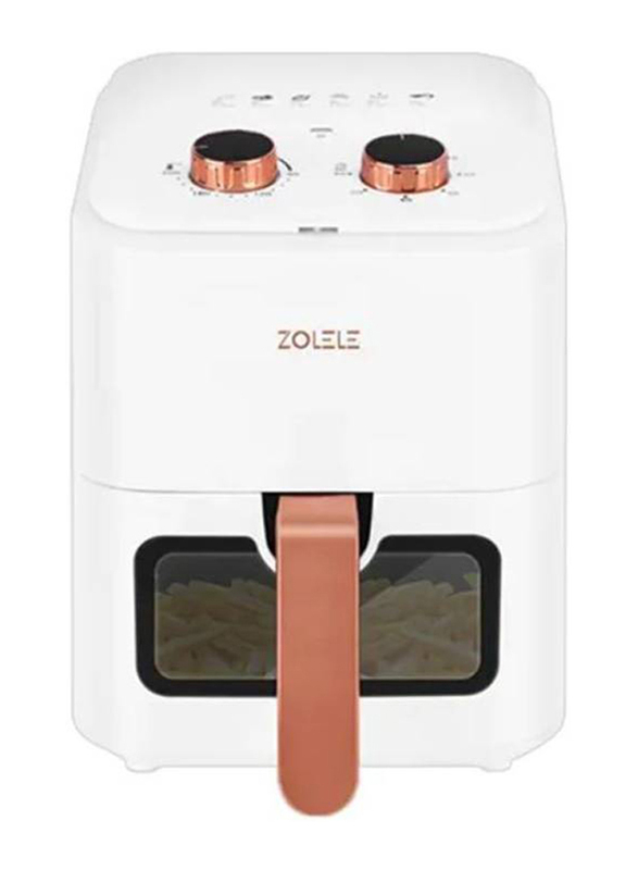 

Zolele 4.5L Visual Non Stick Low Oil Consumption Air Fryer with 360 Degree Hot Air Circulation, 1400W, ZA003-4L, White