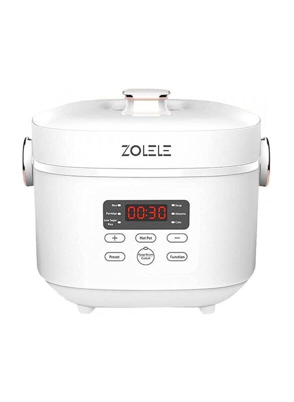 

Zolele 3L Stainless Steel Multifunctional Double Inner Electric Rice Cooker with Micro-Computer Button, 700W, ZB500, White