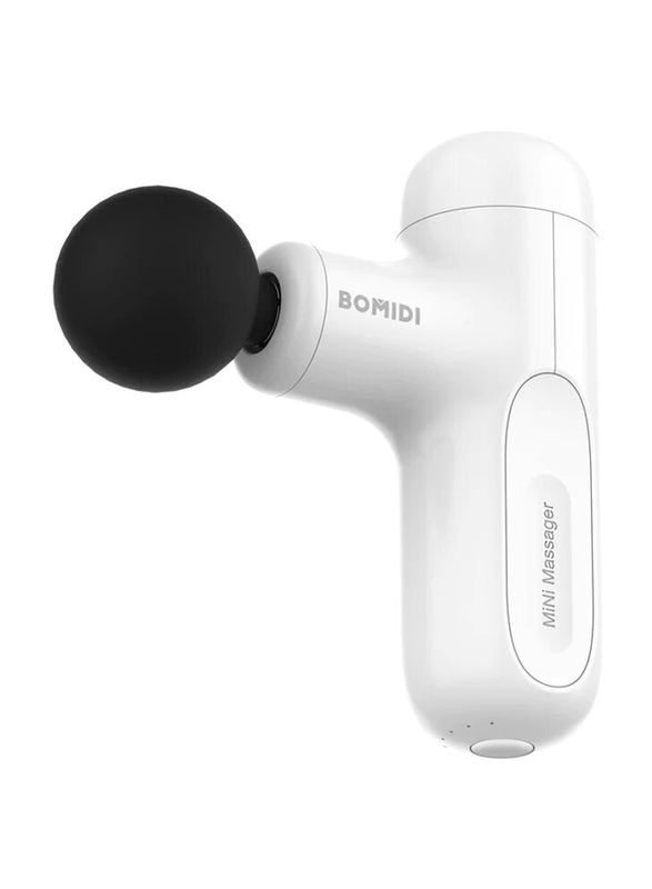 Bomidi M1 Portable Mini Massage Gun with High Torque Motor, 4 Unique Attachments & 2500mAh Long Battery Life, White, 1 Piece